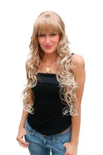 GREAT VOLUME and VERY LONG Lady QUALITY Wig BLONDE blond mix CURLS (4306 Colour 27T613)