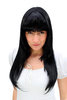 Lady Wig TEMPTRESS stunning LONG raven BLACK as SIN straight Fringe 50 cm Mistress Roleplay Cosplay
