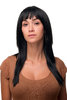 Sexy fashionable Lady Wig BLACK layered cut FRINGE 9214-1B 55 cm LONG Cosplay Gothic Emo Visual Kei