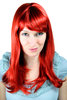 Sexy fashionable Lady Wig STRAIGHT ruby RED /w FRINGE 6310-137 50 cm LONG Cosplay Roleplay Femdom