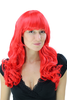 Sexy VAMP fashionable Lady Wig RED wayy curly ends voluminous FRINGE 50 cm LONG Cosplay Emo Diva