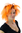 Party/Fancy Dress Lady WIG wild retro 80ies BLACK & ORANGE mixed spiny strands streaked Drag Queen