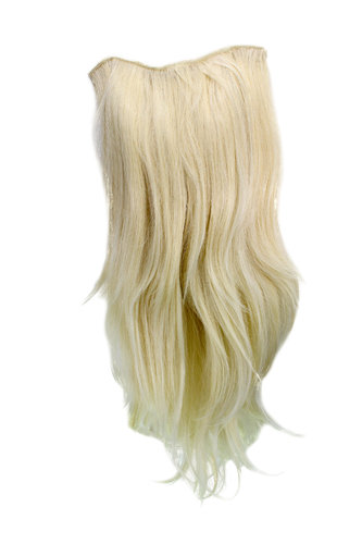 Hairpiece Halfwig 7 Microclip Clip In Extension VERY long straight slight wave wavy BRIGHT BLOND