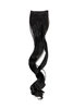 1 x Two Clip Clip-In extension strand curled wavy 3,5 inch wide, 18 inches long dark brown