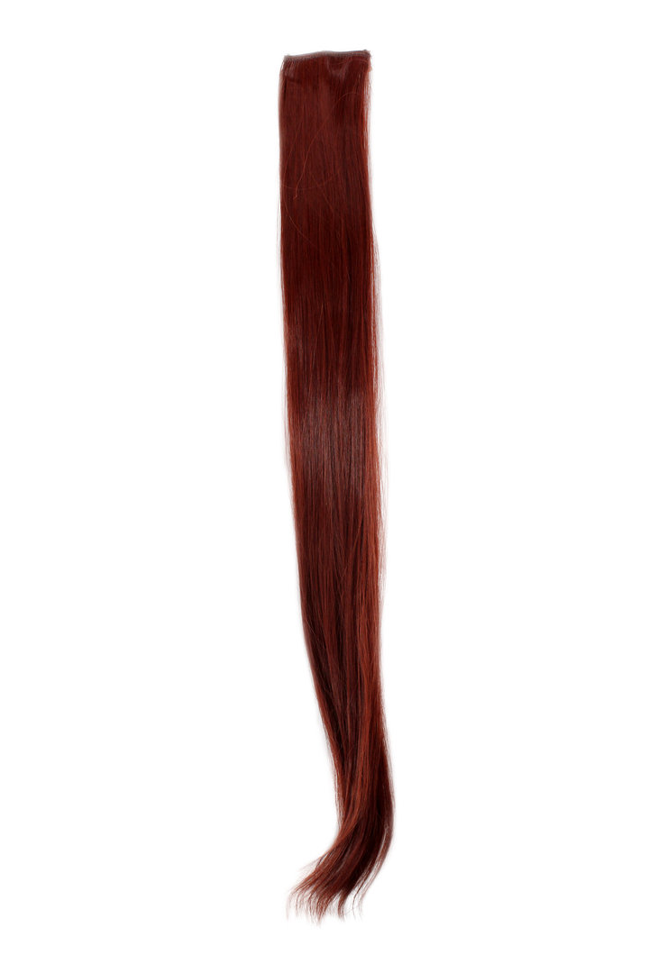 1 X Two Clip Clip In Extension Strand Highlight Straight 3 5 Inch Wide 25 Inches Long Dark Red