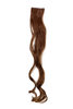 1 x Two Clip Clip-In extension strand curled wavy 3,5 inch wide, 25 inches long light ash brown