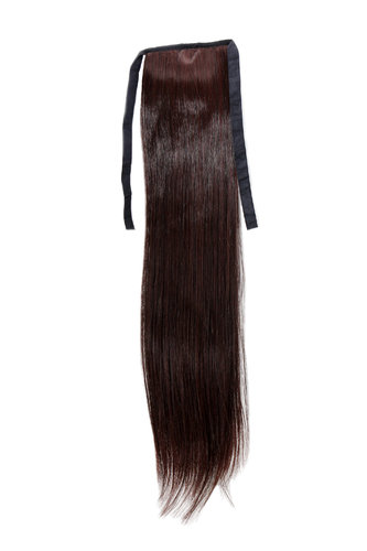 Hairpiece Pontail Pigtail extension slim light straight comb and ribbon mahogany brown mix 18"