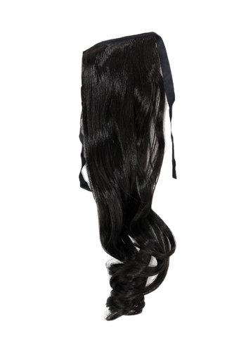 YZF-TC18-2 Hairpiece Pontail Pigtail extension slim light wavy comb and ribbon medium black 18"