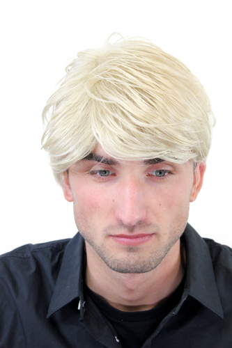 Men's WIG (for Men or Unisex) HIGH QUALITY synthetic short BRIGHT BLOND youthful young look Man