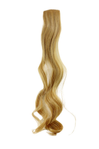 Clip-In extension strand highlight curled wavy 3,5 inch wide, 2522 inches long light blond