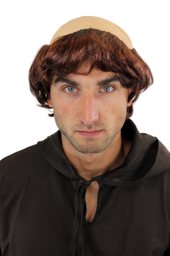 Halloween Mens Cosplay Black Monk wig Bald Rubber Top Short Wig Hair Fancy Dress