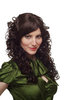 Lady Quality Wig long straight top curly ends romantic fringe parted to side dark brown + mahogany