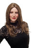 Lady Quality Wig middle parting long straight brown with streaks of blond highlights