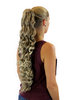 Ponytail Hairpiece extension extremely long curly curled blond streaked highlights claw clamp 27"