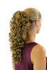 Ponytail Hairpiece extension long curled curls claw clamp mixed brown streaked with blond 18"