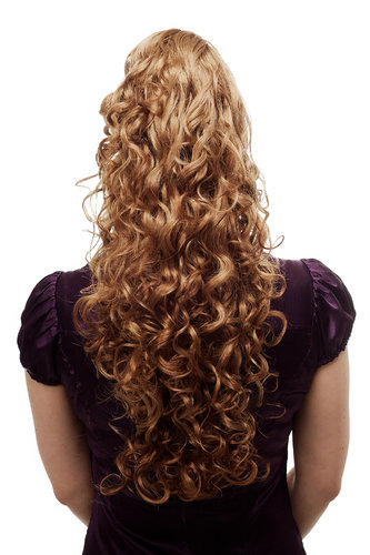 Hairpiece PONYTAIL extension VERY long MASSIVE volume curly curls kinks blond mix streaked 23"