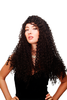 BA-1-4 Lady Quality Wig very long kinks kinked curls hair Latin Caribbean look dark brown