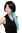 Lady Quality Wig Cosplay short Page Bob black with long light blue ponytail parting Goth Emo