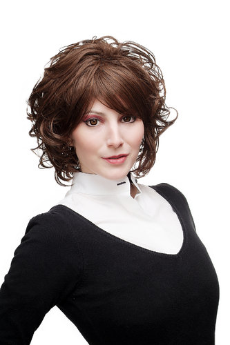 Lady Quality Wig short cute curly ends romantic & extravagant look dark brown mixed copper brown