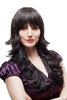 Lady Quality Wig long layered straight with curling ends medium black black brown fringe bangs