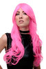 Glamorous & Excentric Lady Quality Wig pretty in pink middle parting long fringe straight to wavy