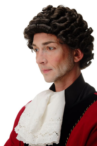 Lady Quality Wig Cosplay Theatre historic Renaissance Baroque short curls Aristocrat chocolatebrown