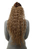 Hairpiece half wig Clip-In Extension long stringy crimpy curls latin shiny oily wet-look honeyblond