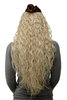 Hairpiece half wig Clip-In Extension long stringy crimpy curls shiny oily wet-look light blond