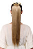 Hairpiece PONYTAIL extension long straight very light with ribbon and comb wrap around system blond