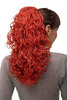 Hairpiece Ponytail with 2 combs/clips & elastic draw string long full curls voluminous bright red