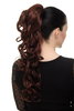 Hairpiece PONYTAIL with combs and elastic draw string curly voluminous very long mahogany redbrown