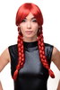 Lady Quality Wig long braided pigtails braids Schoolgirl Harajuku Japan Gothic Lolita bright red