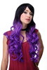 Stunning Lady Quality Wig very long Ombre Black & Purple parting fringe curly ends Gothic Emo