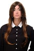 Lady Quality Wig medium length long bangs worn as side parting straight layered chestnut brown