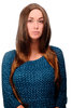 3217-2T30 Lady Quality Wig Cosplay very long straight middle parting chestnut mix of browns