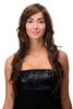 Lady Quality Wig wavy curly & slightly straggly ends wet-look fringe (for side parting) mediumbrown