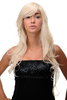 Lady Quality Wig wavy curly & slightly straggly ends wet-look fringe (for side parting) blond mix