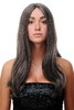 SA-151-44 Lady Quality Wig long straight beautiful middle parting dark grey old 23" inch