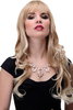 Lady Quality Wig very long curling ends straight top fringe bangs strawberry blond + platinum blond