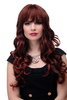 Lady Quality Wig very long beautiful curling ends straight top fringe bangs mahogany mixed brown