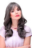3001-44 Lady Quality Cosplay Wig very long beautiful curling ends fringe bangs dark grey approx 21"