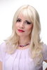 Lady Quality Wig very long beautiful curling ends fringe bangs bright goldblond mix approx 21"