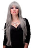 Lady Quality Wig extremely long voluminously layered finge bangs (can part to side) silver grey