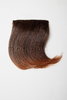 Clip-in Bangs Fringe curved parted to side heat resistant synthetic fiber mahogany brown mix