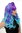 Lady Cosplay Quality Wig long + 2 removable ponytails pigtails curled bangs ombre blue turquois mix