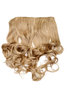 Hairpiece Half-Wig 5 Clip-In Extension heat resistant long curled dark blond streaked platinum