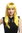 XR-003-PC2B Lady Party Wig Halloween long straight bangs streaked with silver tinsel strands yellow