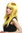 XR-003-PC2B Lady Party Wig Halloween long straight bangs streaked with silver tinsel strands yellow