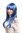 XR-003-PC3 Lady Party Wig Halloween long straight bangs streaked with silver tinsel strands blue