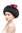 4665-ZA103 Lady Party Wig Halloween Fancy Dress Geisha Maiko Japan China flowers in black hair